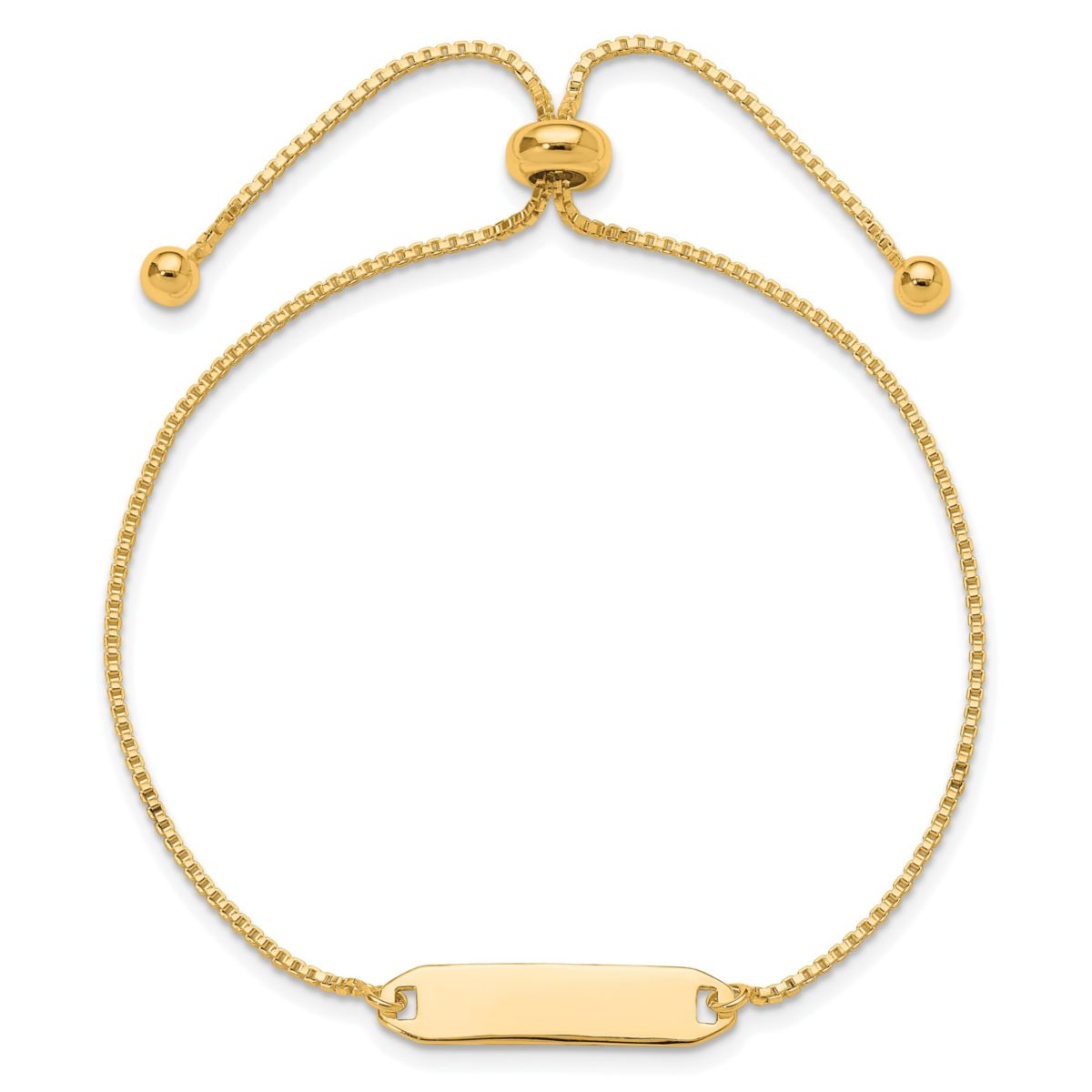 Sterling Silver Gold-tone Polished Bar Adjustable Bracelet