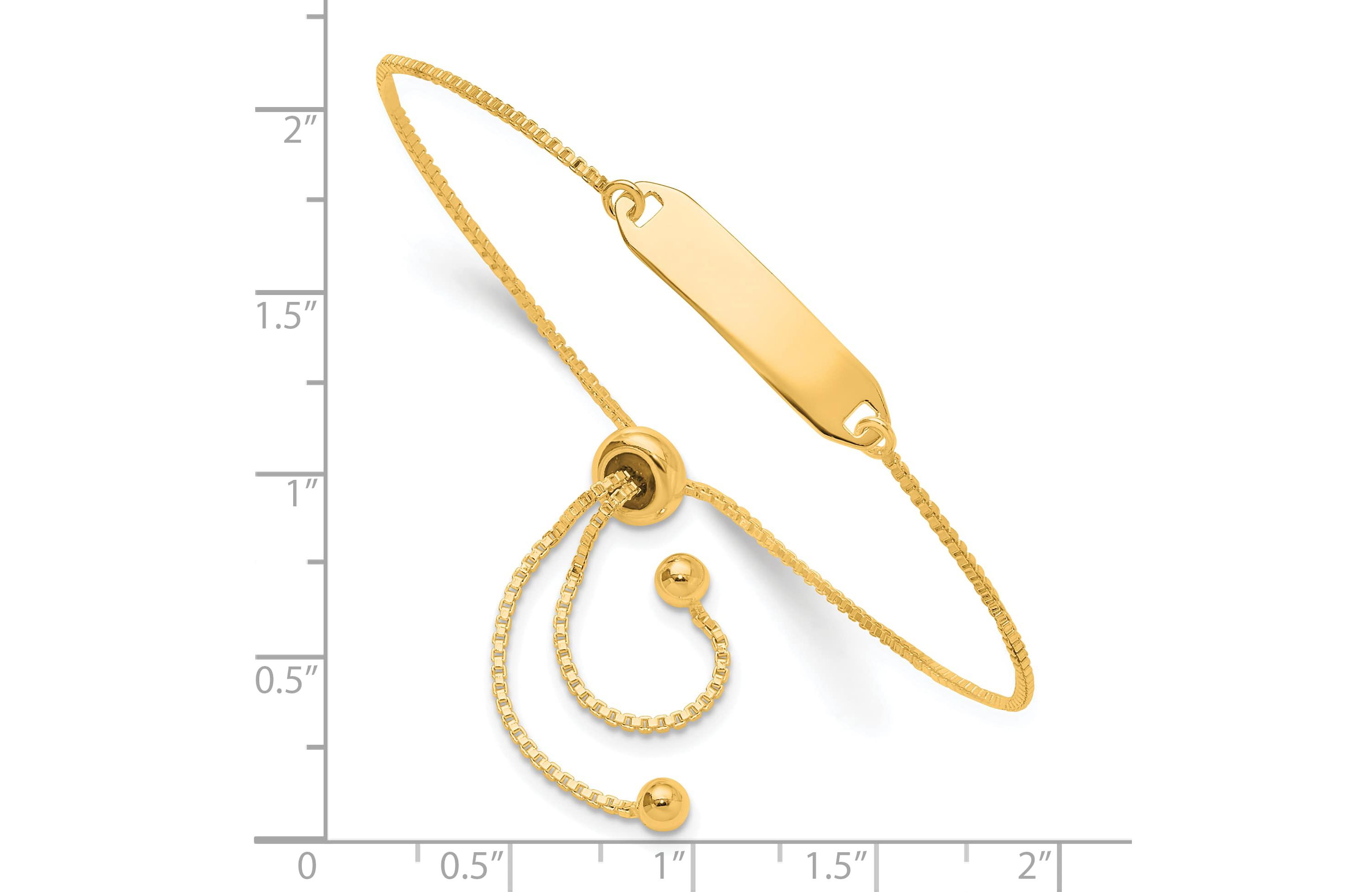 Sterling Silver Gold-tone Polished Bar Adjustable Bracelet