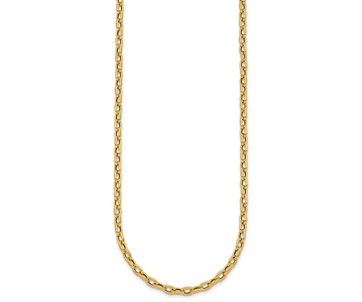 14K Yellow Gold Polished Oval Link 24-inch Necklace
