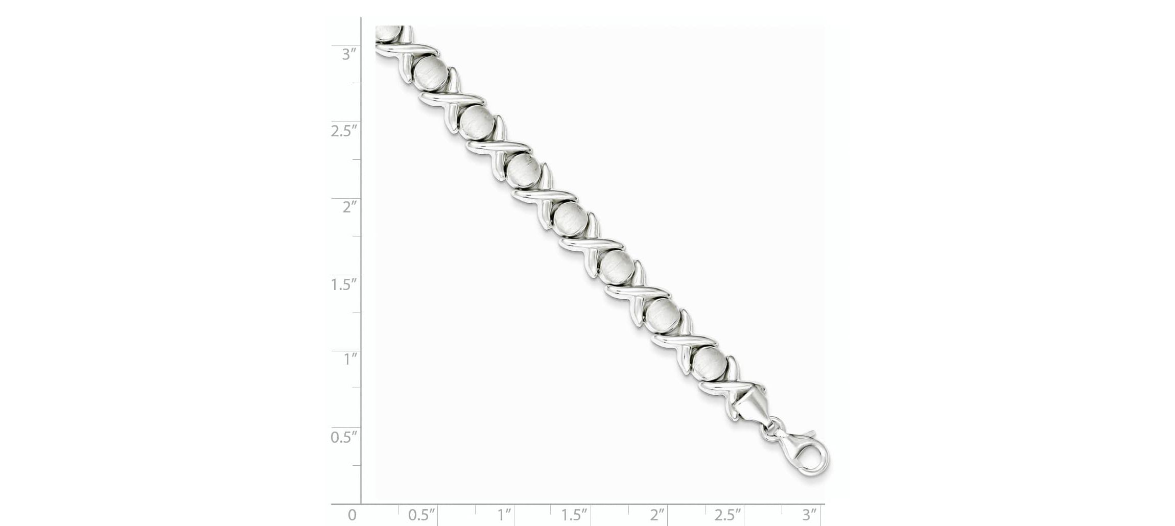 Sterling Silver Polished and Satin X and O Bracelet