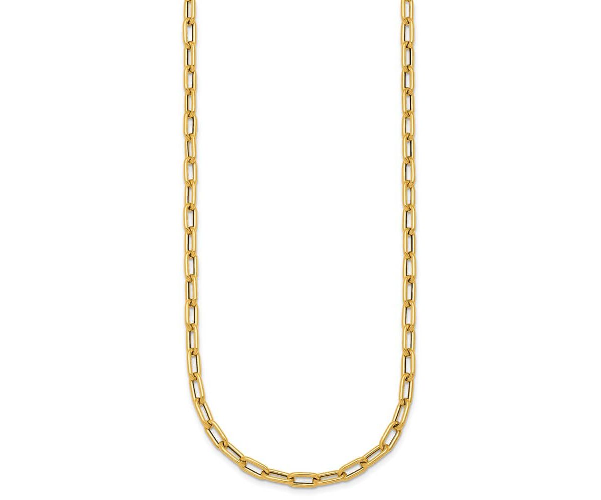 14K Yellow Gold Polished Rounded Oval Link 24-inch Necklace