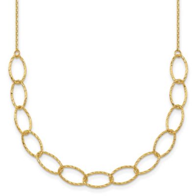 Belk & Co 14K Yellow Gold Polished Diamond Cut Oval Link 24-inch Necklace, 24 in