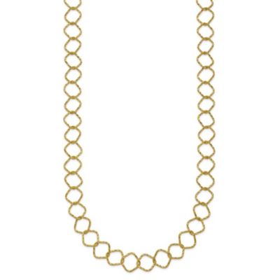 Belk & Co 14K Yellow Gold Polished Diamond Cut Geometric Link 18-inch Necklace, 24 in