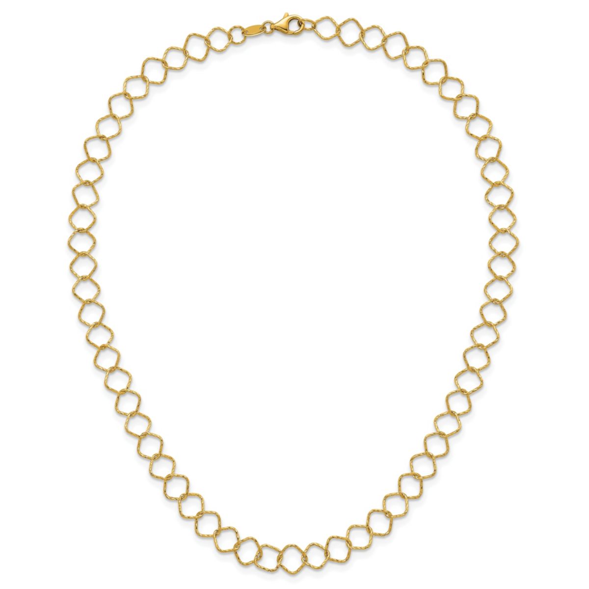 14K Yellow Gold Polished Diamond Cut Geometric Link 18-inch Necklace