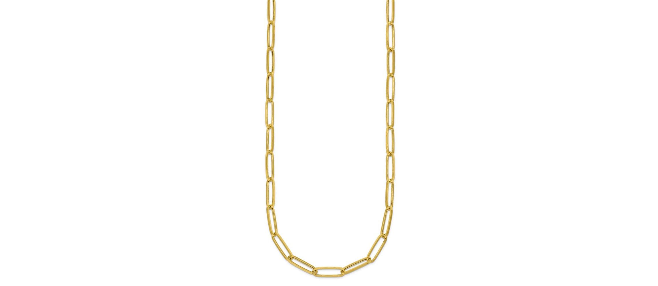 14K Yellow Gold Polished Paperclip 18-inch Necklace
