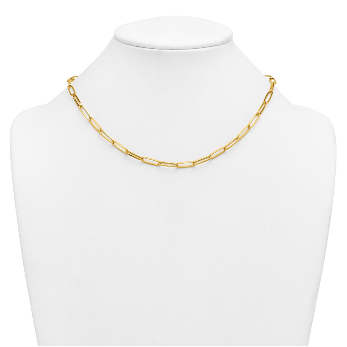 14K Yellow Gold Polished Paperclip 18-inch Necklace