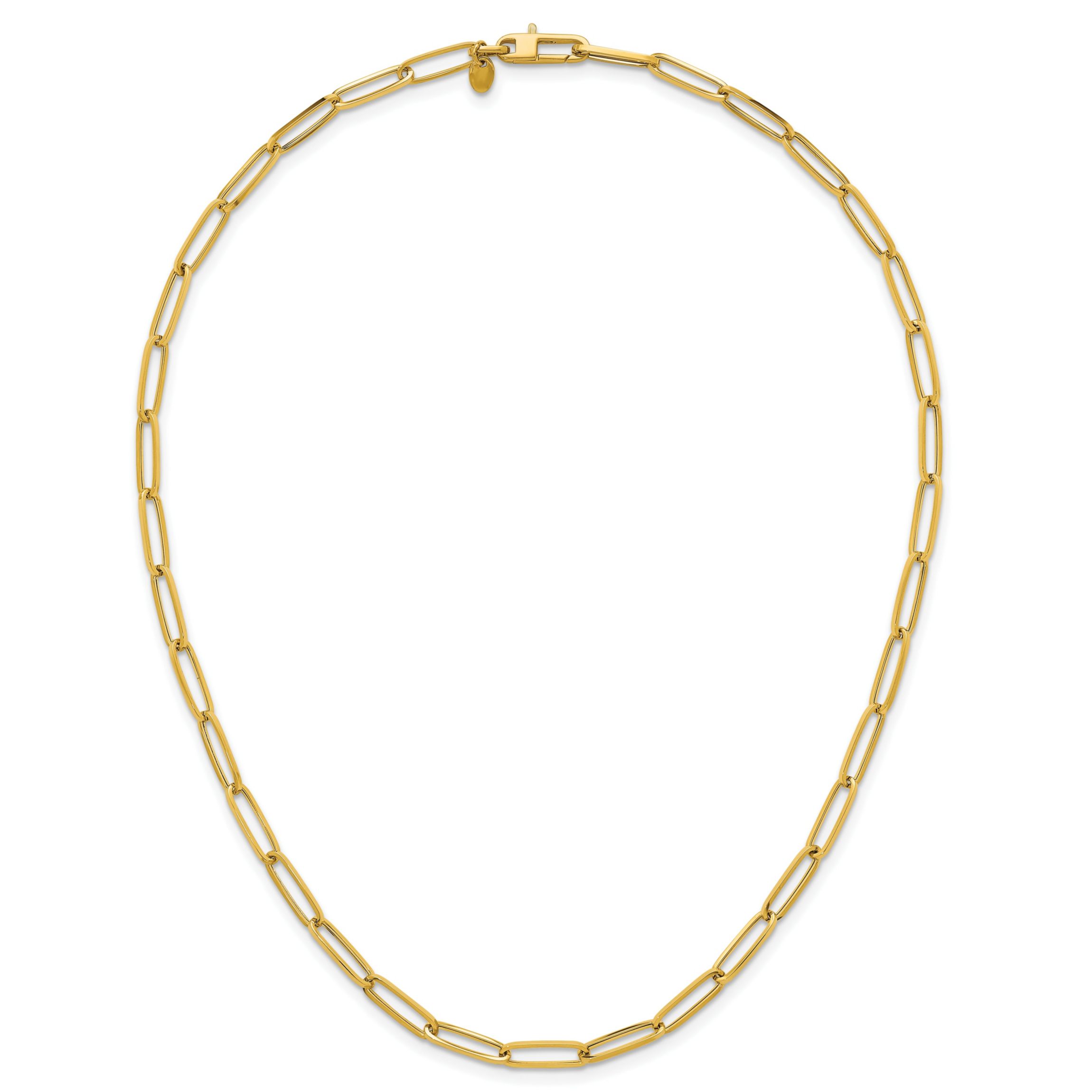 14K Yellow Gold Polished Paperclip 18-inch Necklace