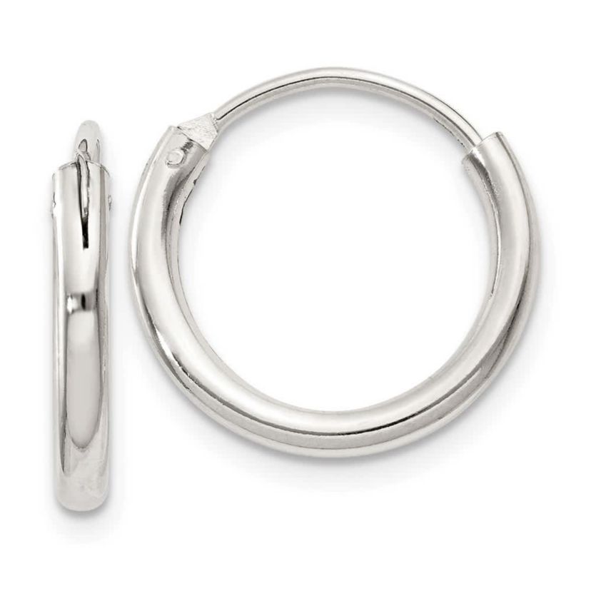 Sterling Silver 2mm Endless Hoop Earrings