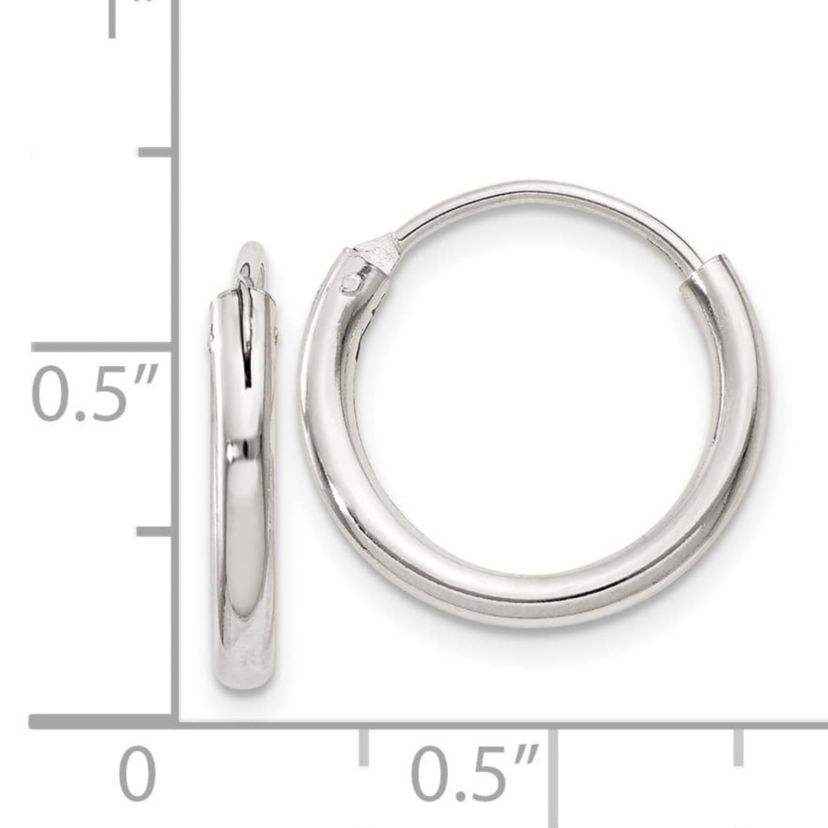 Sterling Silver 2mm Endless Hoop Earrings