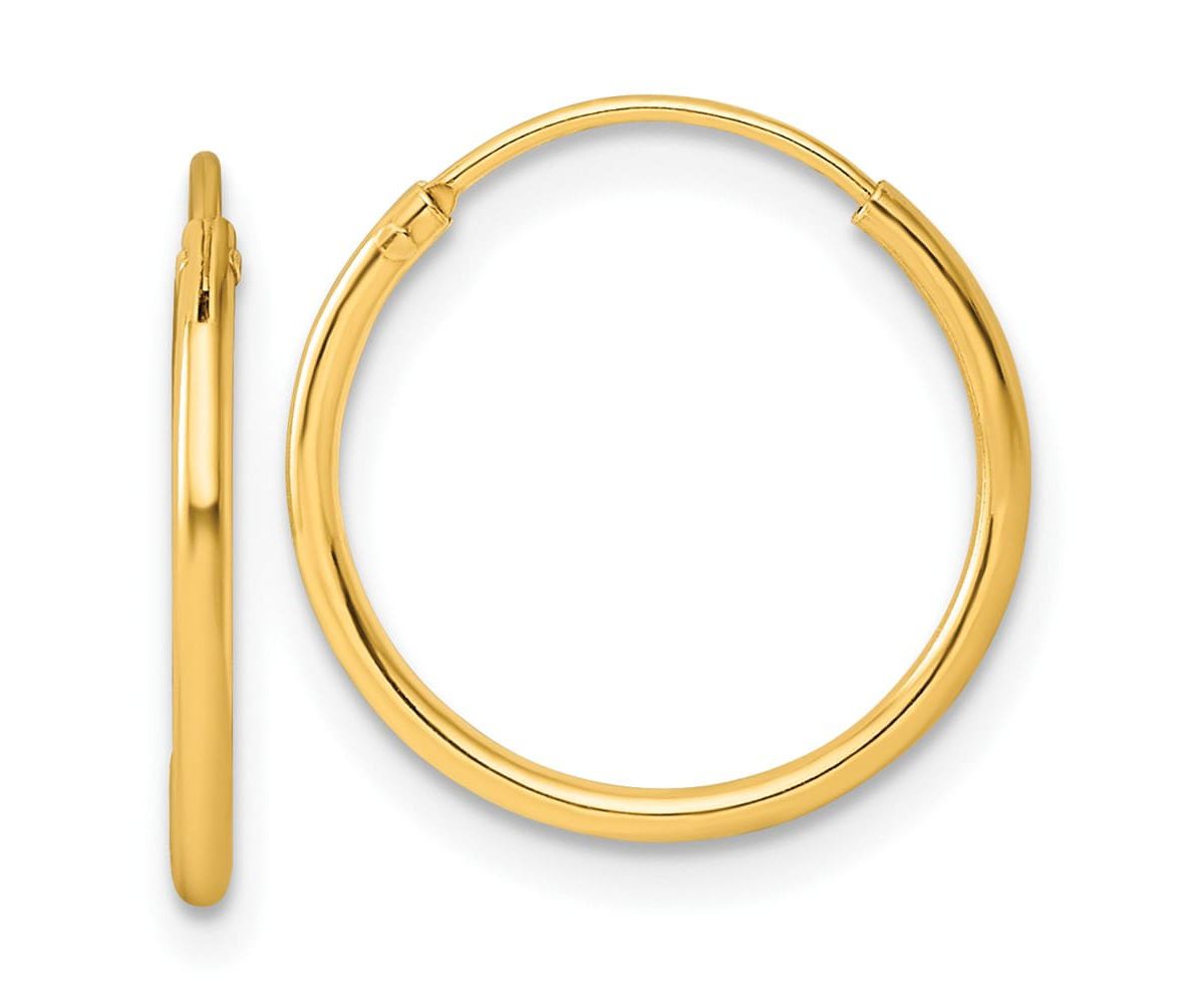 Sterling Silver Gold-tone 1.3mm Polished Endless Hoop Earrings