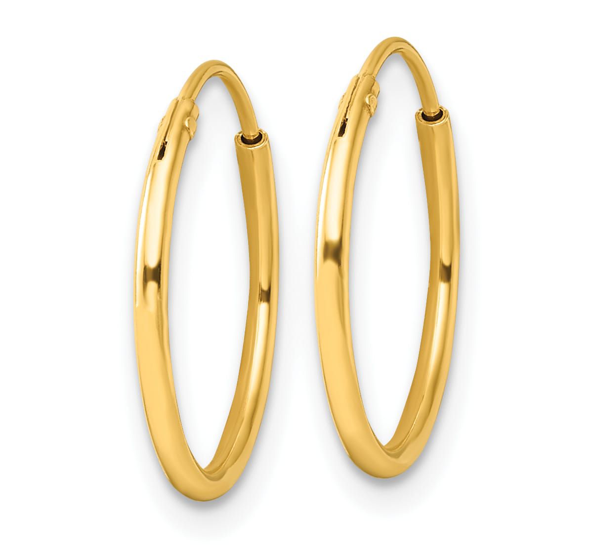 Sterling Silver Gold-tone 1.3mm Polished Endless Hoop Earrings