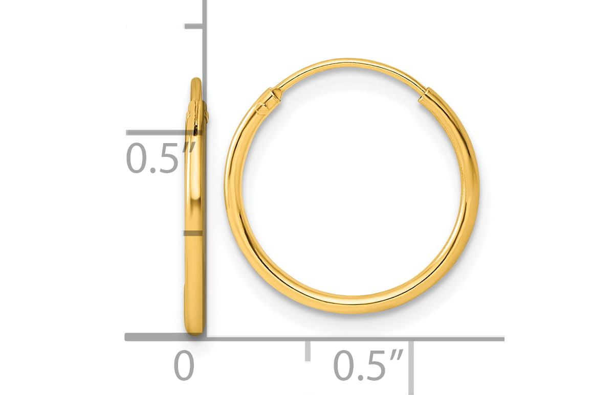 Sterling Silver Gold-tone 1.3mm Polished Endless Hoop Earrings
