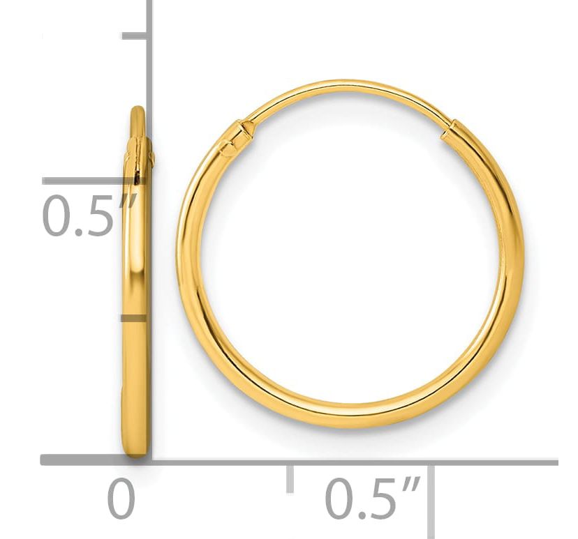 Sterling Silver Gold-tone 1.3mm Polished Endless Hoop Earrings
