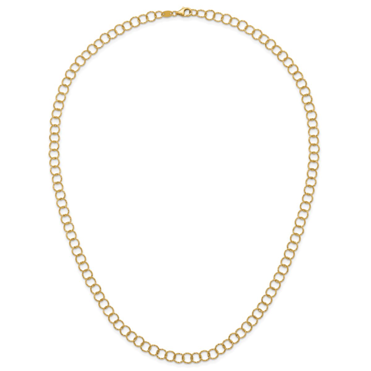 14K Yellow Gold Polished Diamond Cut Circle Link 18-inch Necklace