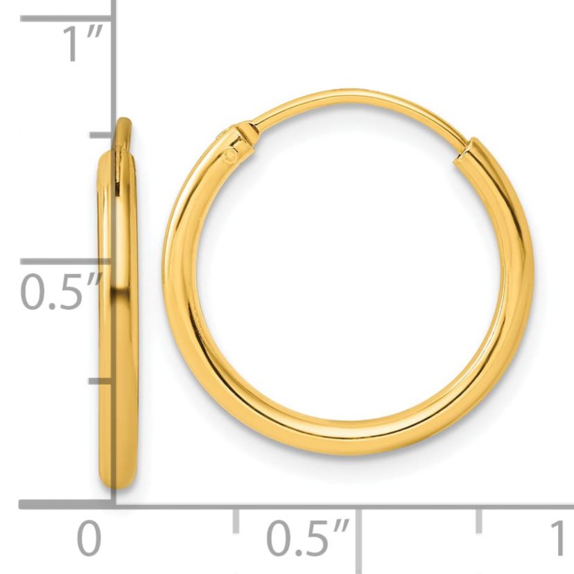Sterling Silver Flash Gold-plated 2mm Hoop Earrings