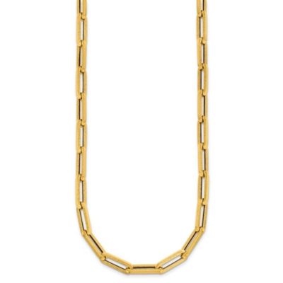 Belk & Co 14K Yellow Gold Polished and Textured Paperclip 18.25-inch Necklace