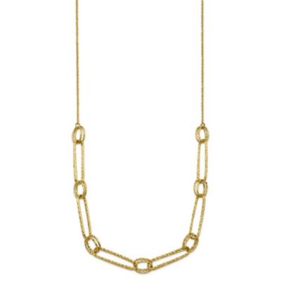 Belk & Co 14K Yellow Gold Polished Diamond Cut Fancy Link 18-inch Necklace, 24 in