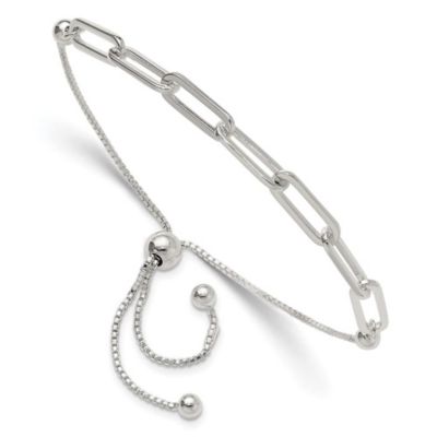 Belk & Co Sterling Silver Gold-tone Polished Paperclip Link Adjustable Bracelet, Yellow
