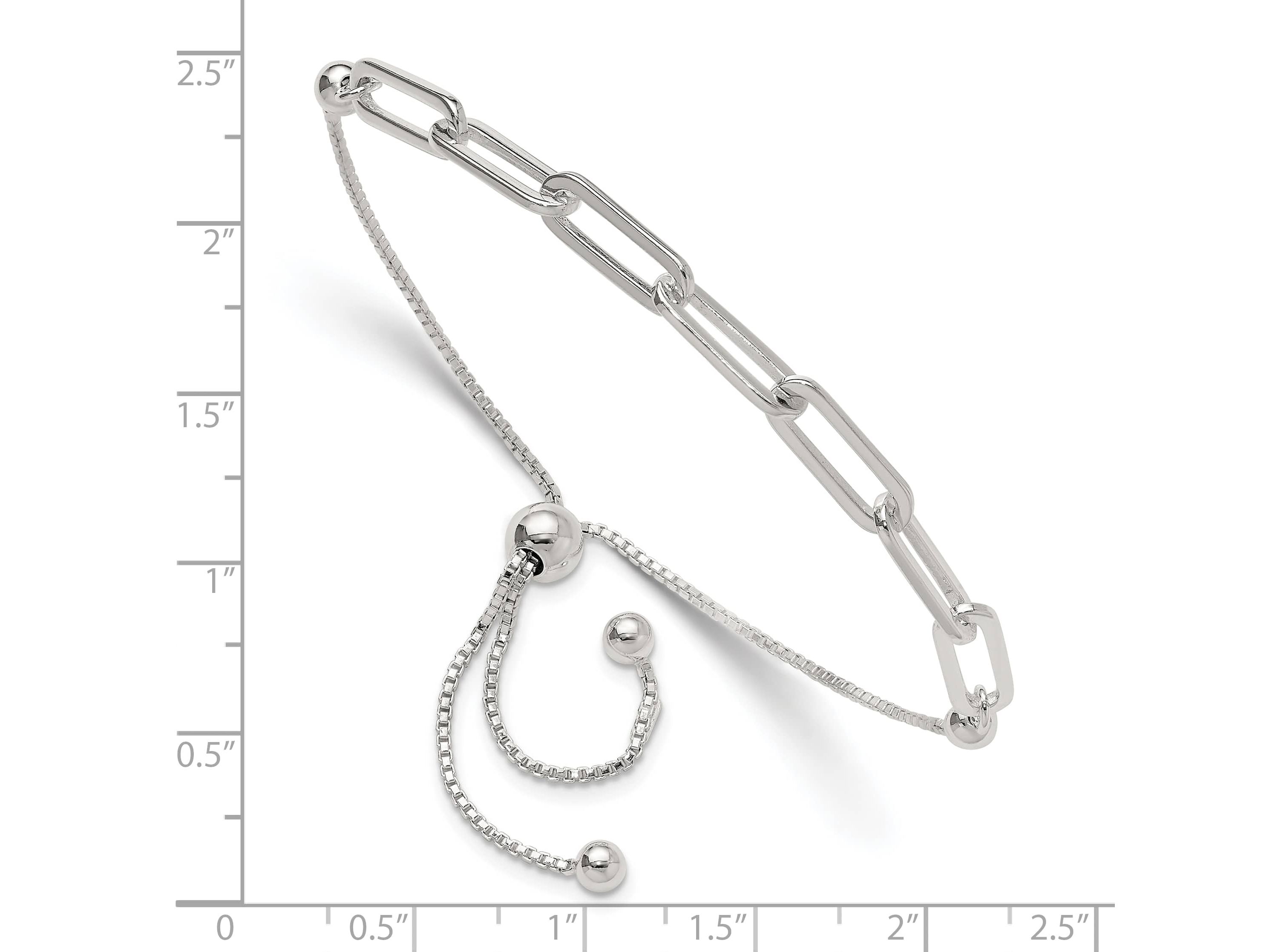 Sterling Silver Gold-tone Polished Paperclip Link Adjustable Bracelet
