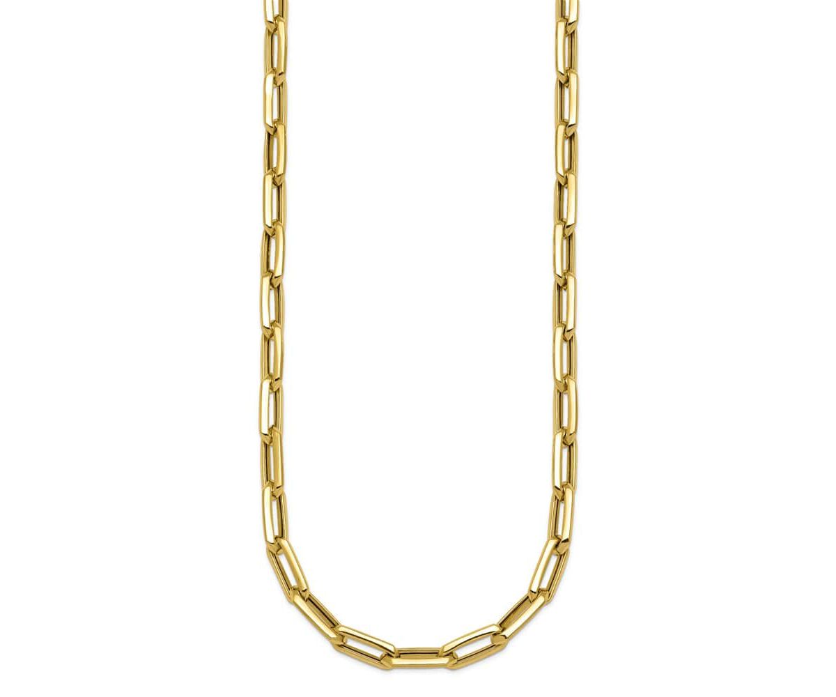 14K Yellow Gold Polished Knife-edge Oval Link 24-inch Necklace