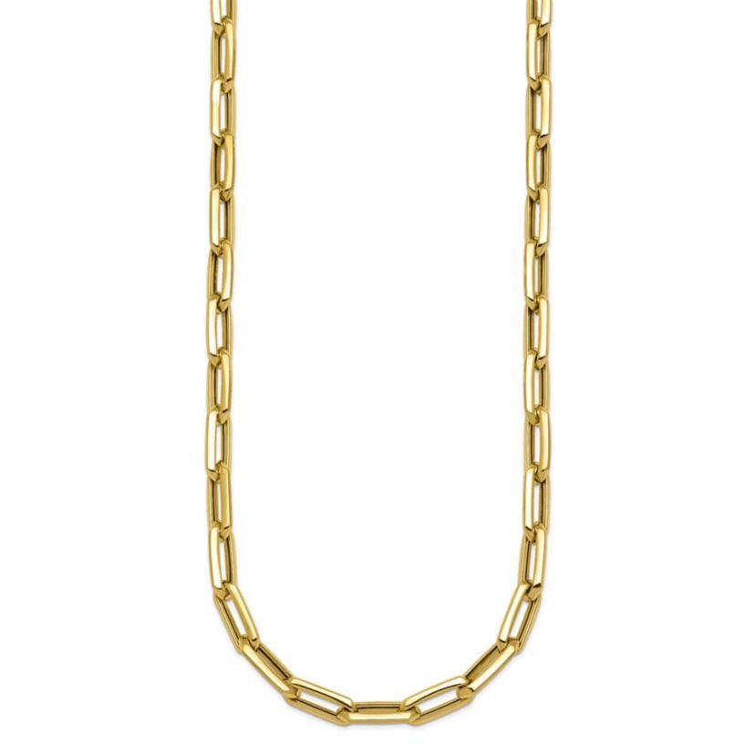 14K Yellow Gold Polished Knife-edge Oval Link 24-inch Necklace