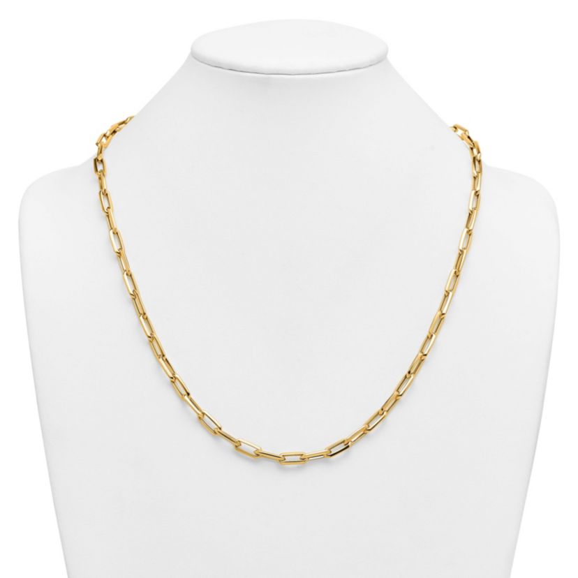 14K Yellow Gold Polished Knife-edge Oval Link 24-inch Necklace