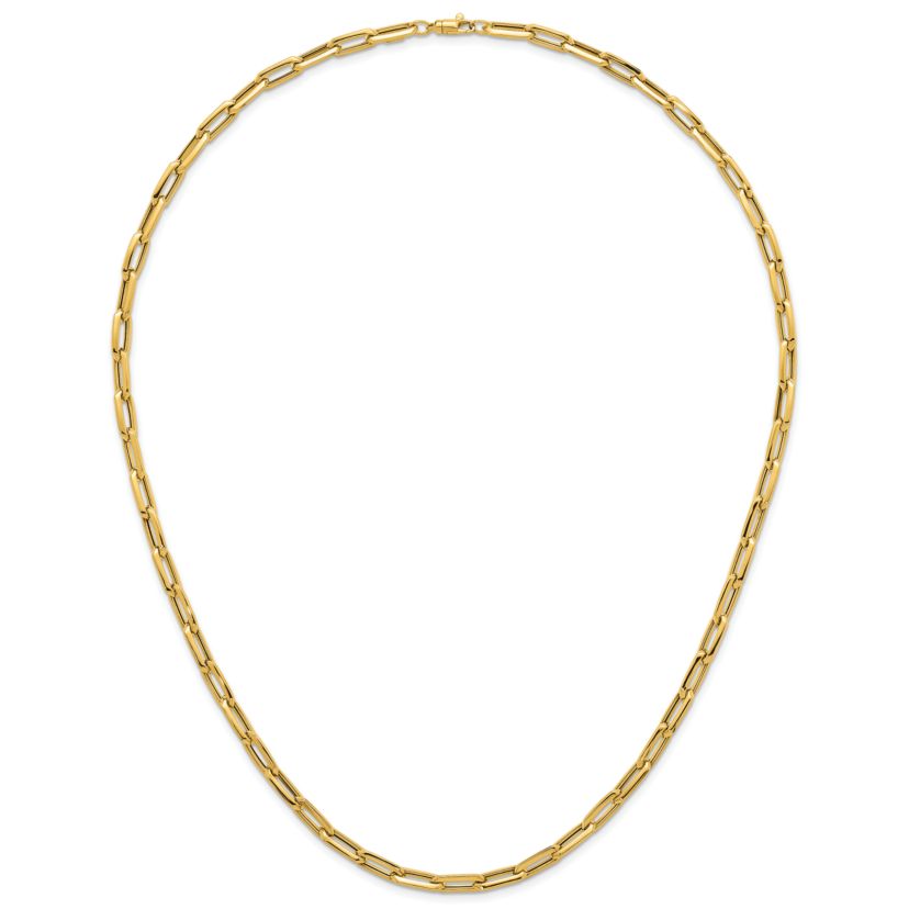 14K Yellow Gold Polished Knife-edge Oval Link 24-inch Necklace