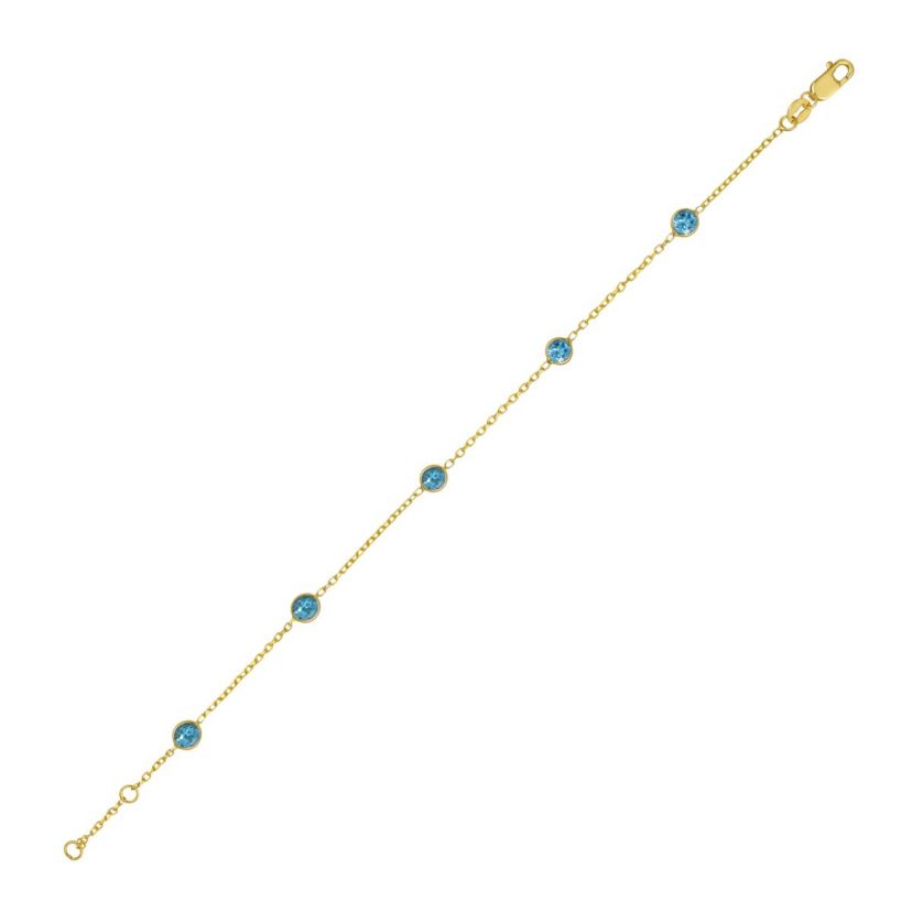 14K Amethyst Bracelet on  Ext Cable Chain w/ Lobster Clasp