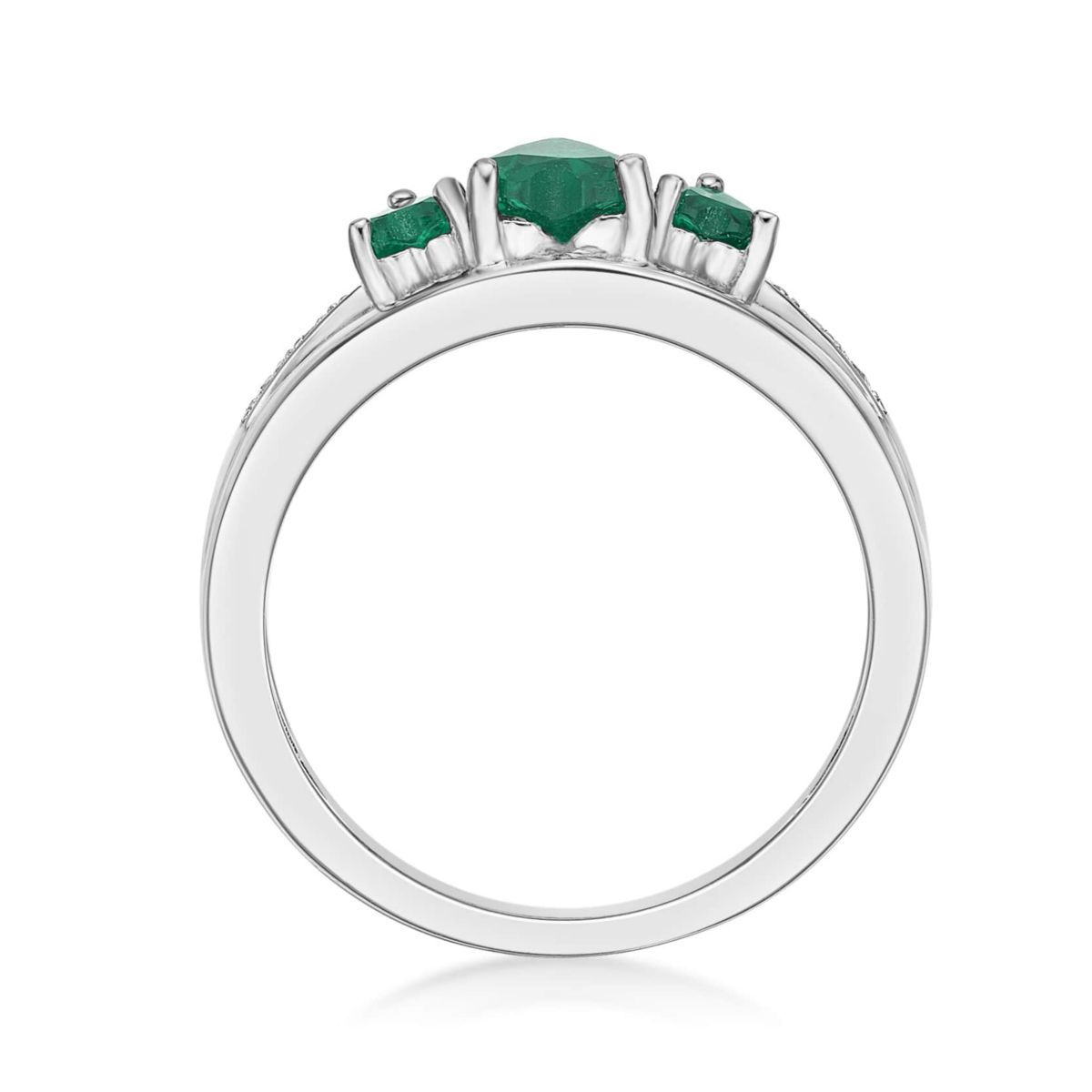 Lab Created Sterling Silver Gemstone and Diamond Accent Heart 3-Stone Ring