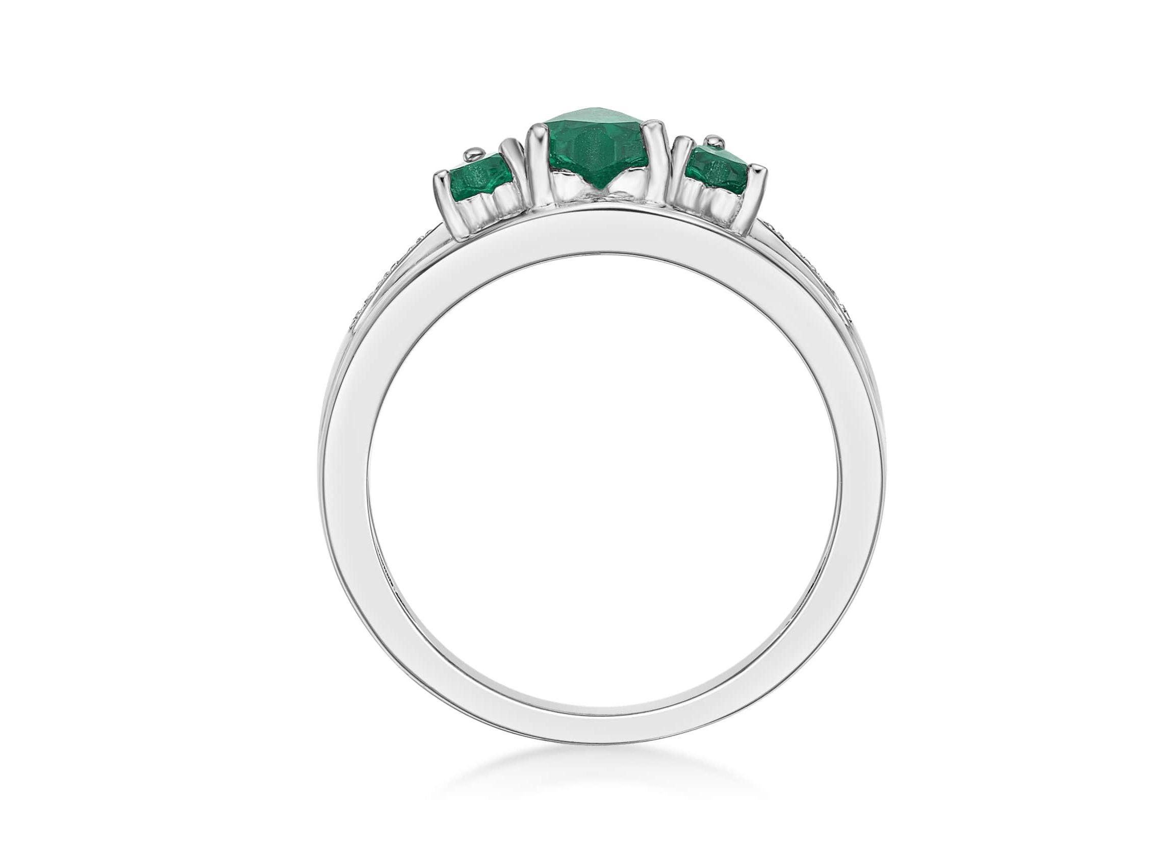 Sterling Silver Gemstone and Diamond Accent Heart 3-Stone Ring
