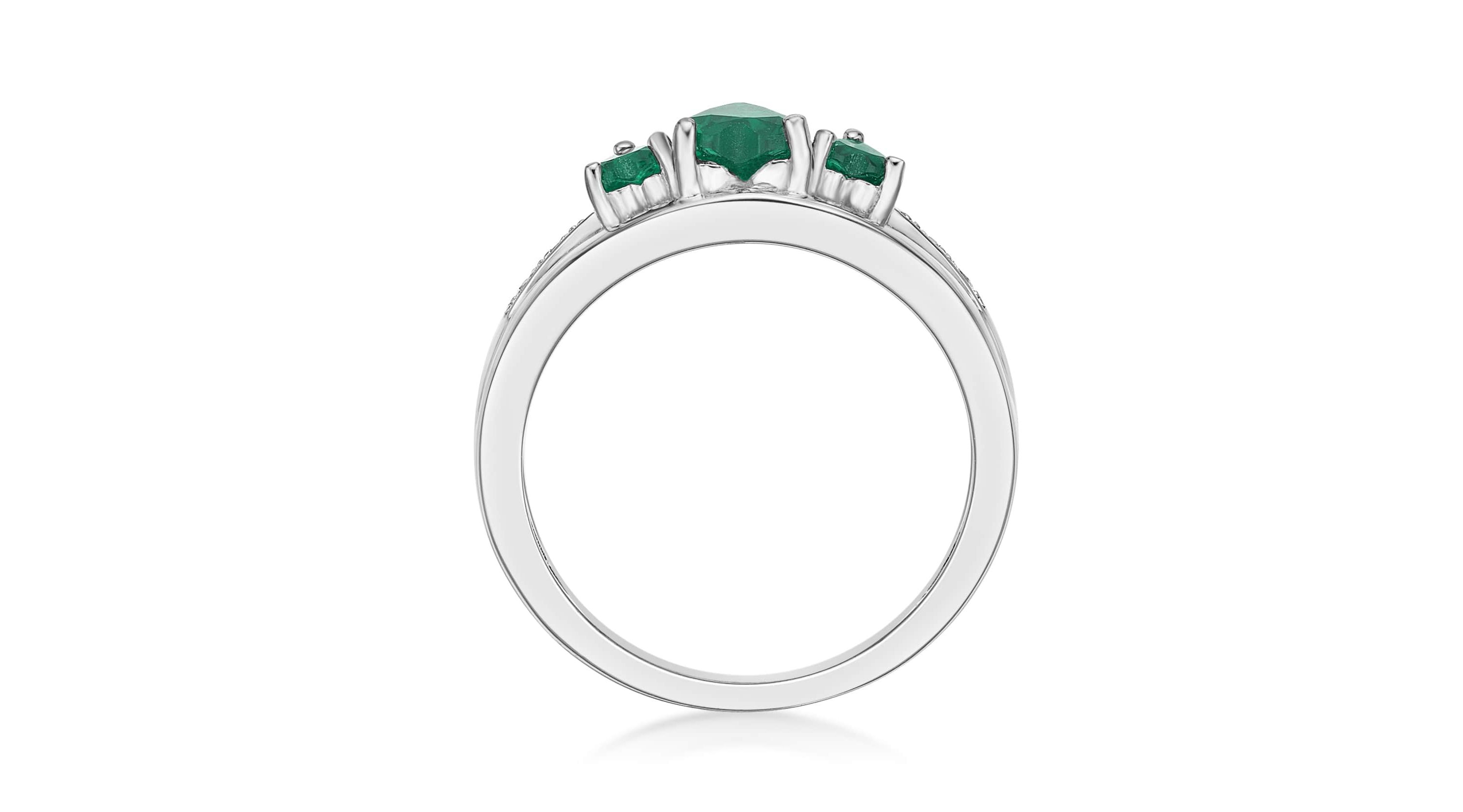 Lab Created Sterling Silver Gemstone and Diamond Accent Heart 3-Stone Ring