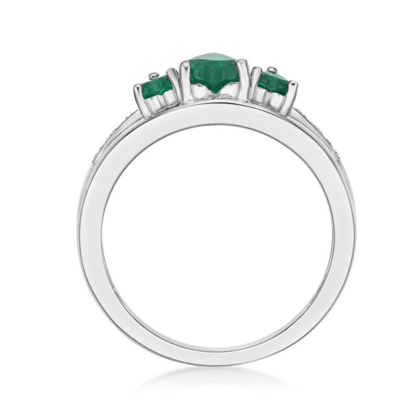 Lab Created Sterling Silver Gemstone and Diamond Accent Heart 3-Stone Ring