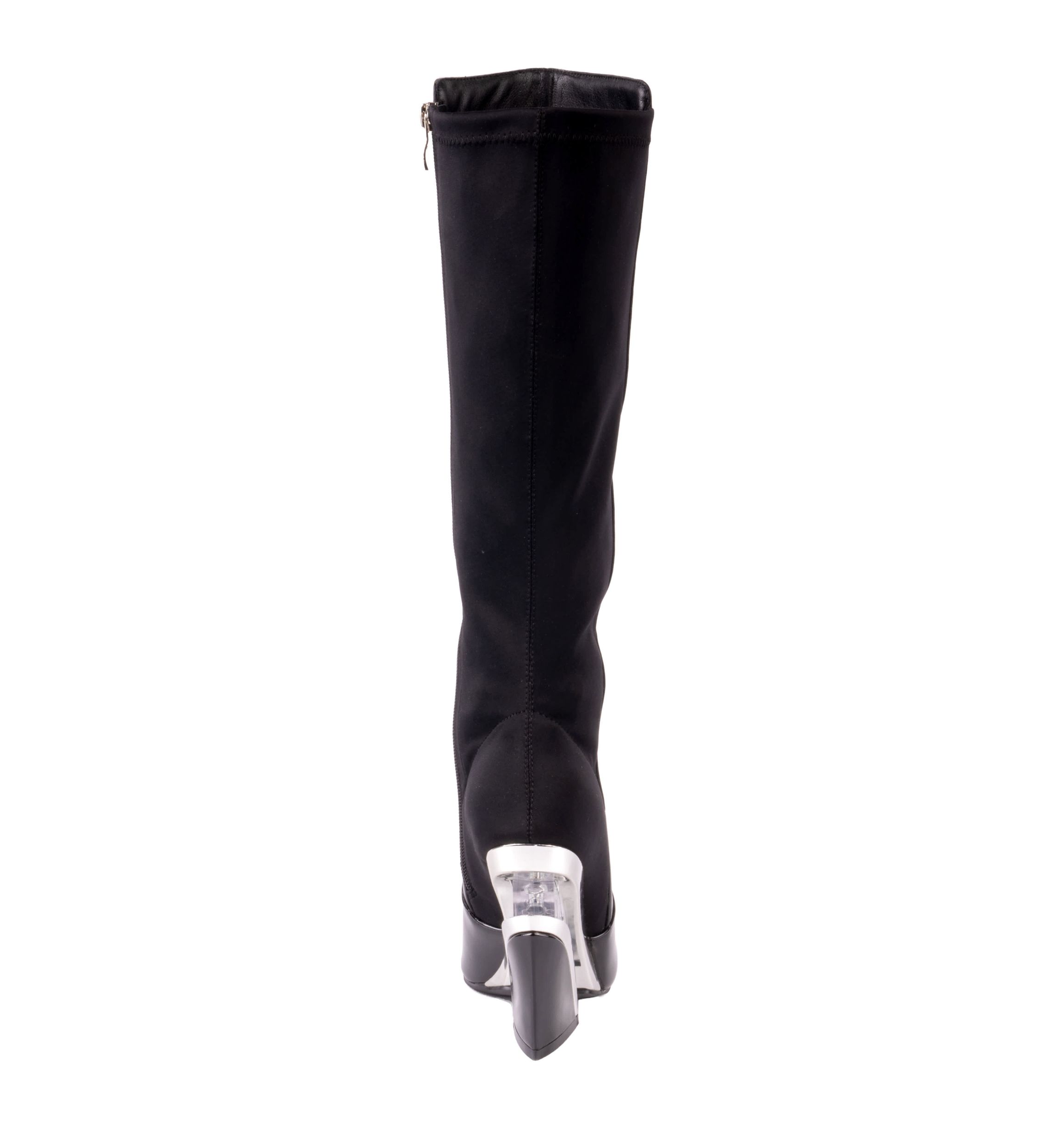 Villa, Tall Lucite Square Toe Elastic & Nappa Boot