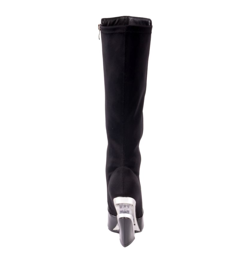Villa, Tall Lucite Square Toe Elastic & Nappa Boot