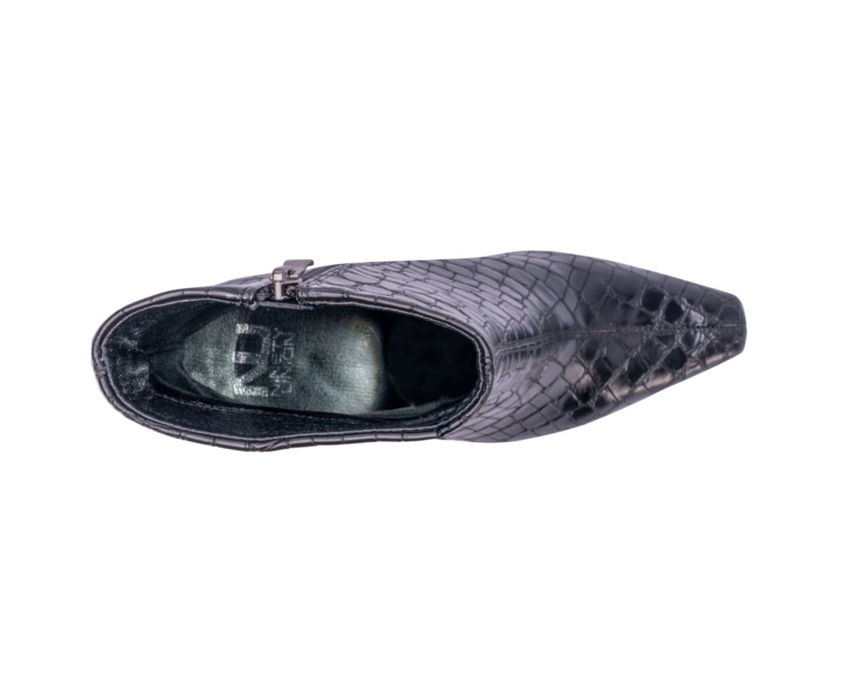 Via, Short Pointed Toe Croco Bootie