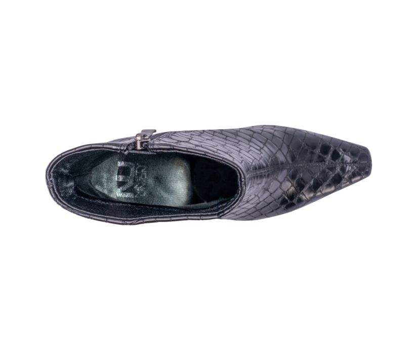 Via, Short Pointed Toe Croco Bootie