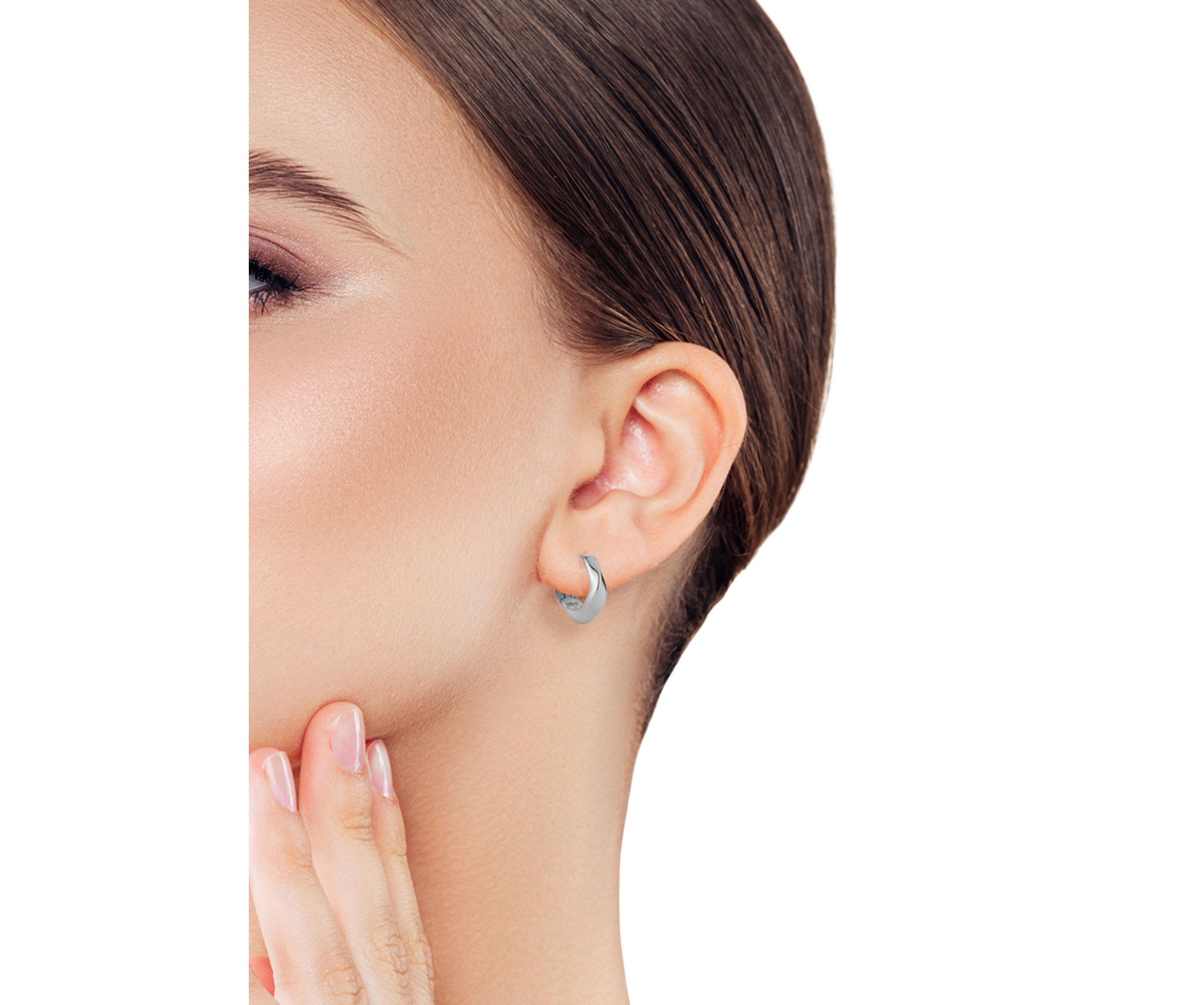 Sterling Silver Wave Huggie Hoop Earrings