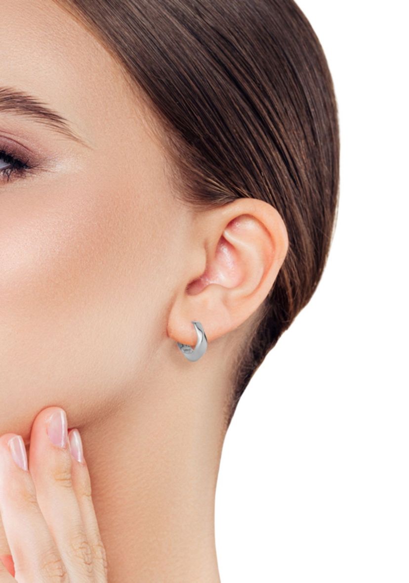 Sterling Silver Wave Huggie Hoop Earrings