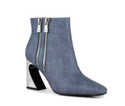 Ninety Union Women's Lush Double Zipper Metal Heel Boot, Blue, 5M