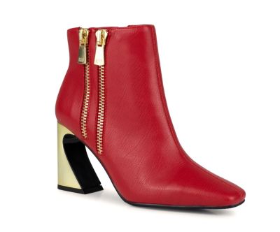 Ninety Union Women's Lush Double Zipper Metal Heel Boot, Red, 12M