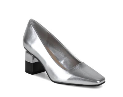 Ninety Union Women's Melody Metal Heel Square Toe Pump, Silver, 13M