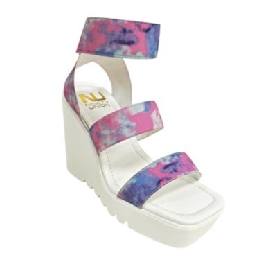 Ninety Union Women's Paige Wedge Elastic Sandal, White, 9M