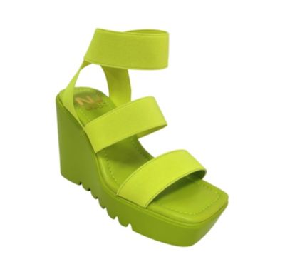 Ninety Union Women's Paige Wedge Elastic Sandal, Lime, 5M