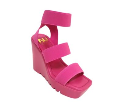 Ninety Union Women's Paige Wedge Elastic Sandal, Fuchsia, 6M