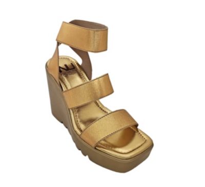 Ninety Union Women's Paige Wedge Elastic Sandal, Gold, 11M