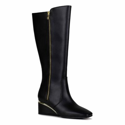 Ninety Union Women's Morgan Metal Trim Wedge Tall Boot, Black, 13M