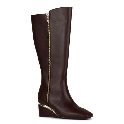 Ninety Union Women's Morgan Metal Trim Wedge Tall Boot, Brown, 12M