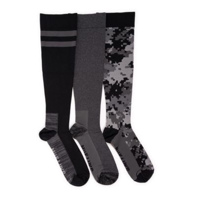 MUK LUKS Men's 3 Pack Nylon Compression Knee-High Socks