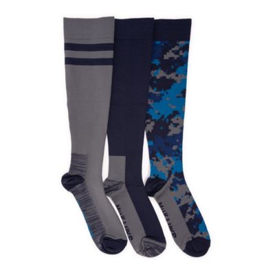 MUK LUKS Men's 3 Pack Nylon Compression Knee-High Socks