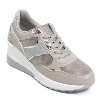 Ninety Union Women's Relax Wedge Sneaker, Silver, 10M
